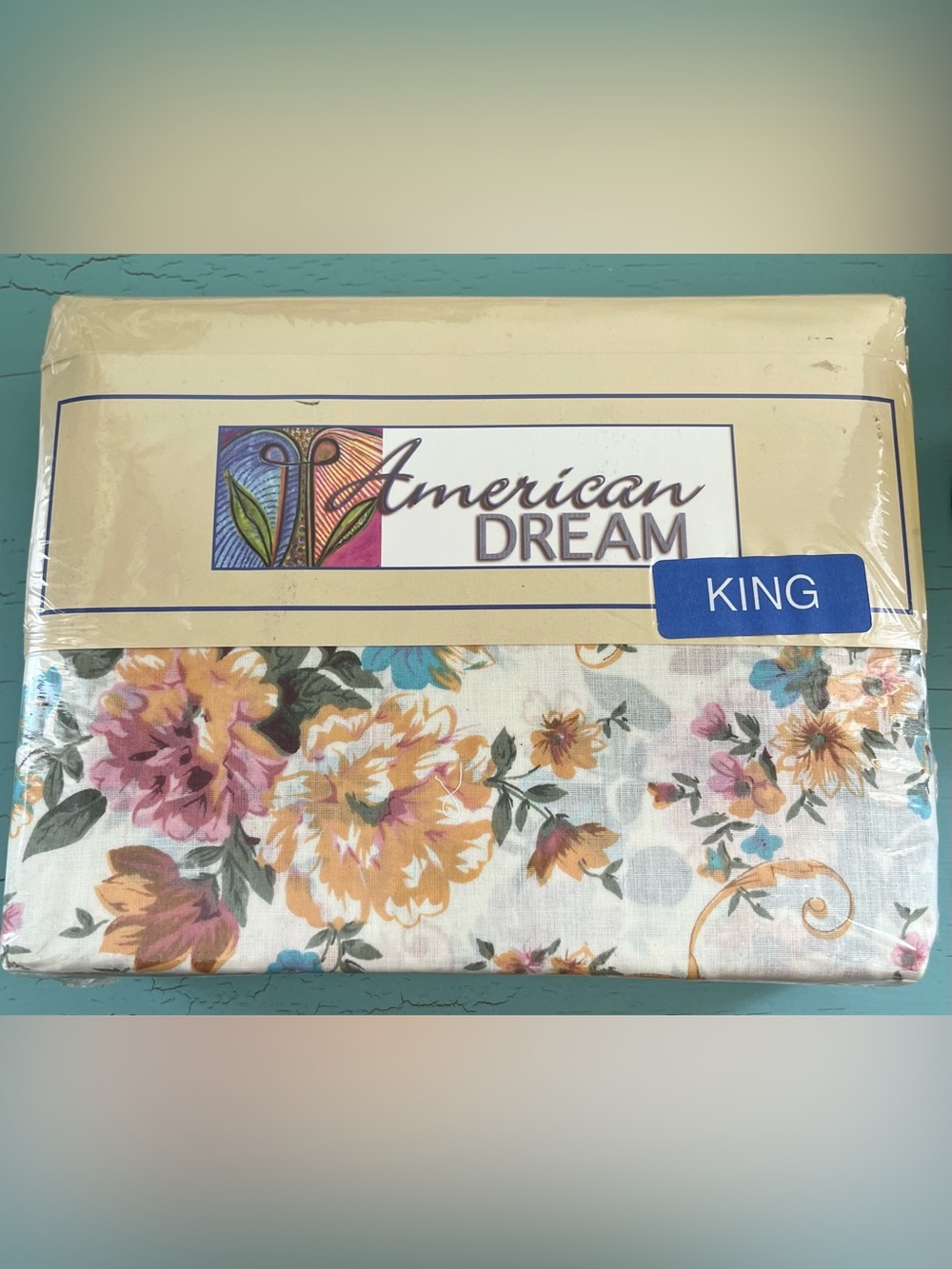 American Dream vintage 4 piece Floral King Sheet Set NOS new in package